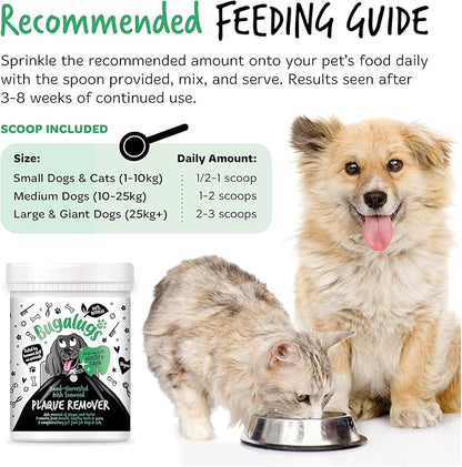 BUGALUGS Plaque Off Remover for Dog Teeth & Bad Breath 100% Natural | Plaque Off No Toothbrush or Dog Toothpaste | Remove Dog Bad Breath & Plaque Remover for Dogs & Cats (Dog 70g)