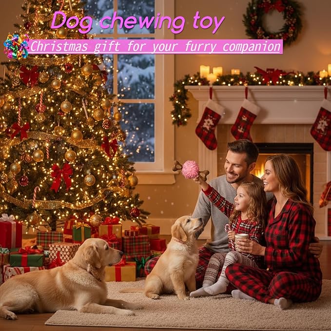 sidaeren Dog Toys,Hybrid Dog Chew Toy for Aggressive Chewers, 2-in-1 Durable Wood-Plastic Bone & TPR Spike Ball, Natural Wood Scent, Integrated Safe Design for 20-100 lbs Medium Large Breeds