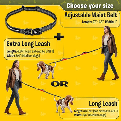 Exquisite Hands-Free Leash for Medium Dogs: Perfect for Active Pet Owners Comfortable, Durable & Ideal for Running, Walking, Hiking. Premium Dog Waist Leash with Bungee. Must-Have Dog Gear