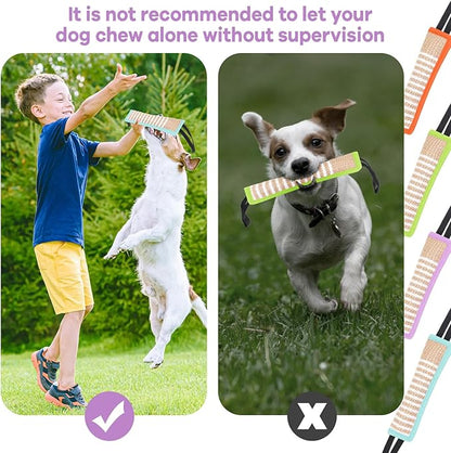 Kacctyen 4 Pcs Christmas Dog Tug Toys, Jute Pillow Pull Toy with 2 Strong Handles Tug of War Interactive Play Puppy Training Equipment for Medium to Large Dogs, 4 Colors(Pastel)