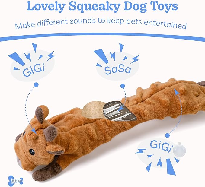 SHARLOVY Dog Squeaky Toy, Bubble Plush Puppy Teething Pet Toy, Crinkle No Stuffing Animals Dog Toy, Doggies Chew for Large Small Medium Breeds