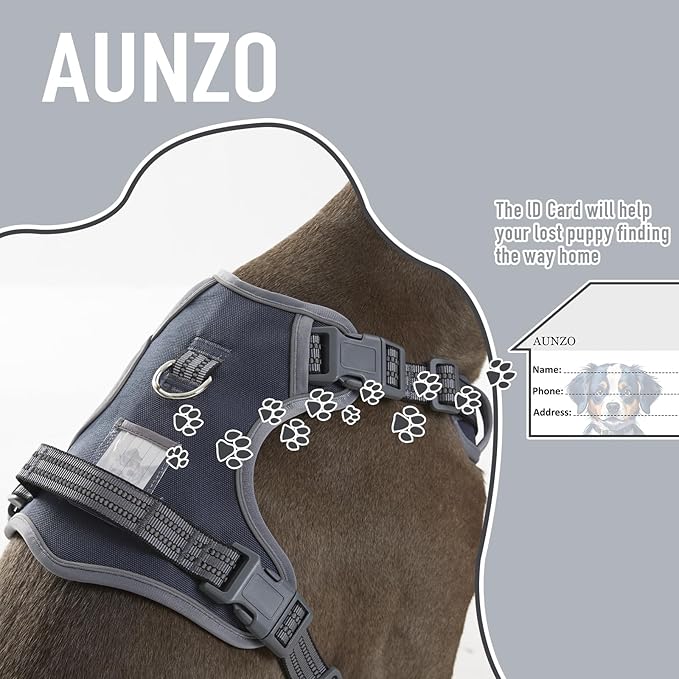 Dog Harness X-Large No Pull Easy Walker Escape Proof with Handle Reflective with 2 Leash Clips and 3 Buckles, No Rub No Choke, Newfoundland Alaska German Shepherd Mastiffs, XL