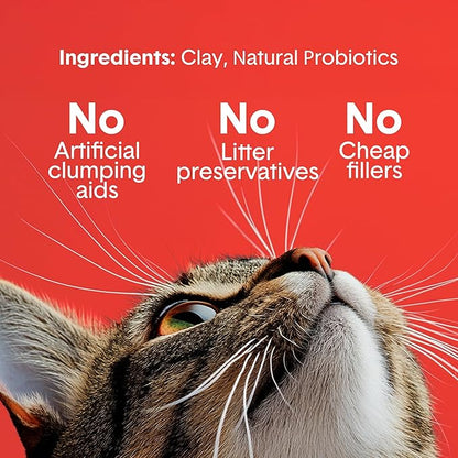 Boxie Extra Strength 35 Day Odor Control Clumping Clay Cat & Kitty Litter 40lb, 99.9% Dust-Free, Probiotic Formula, Long-Lasting, Veterinarian Approved, Easy Scooping for Multi-Cat Homes