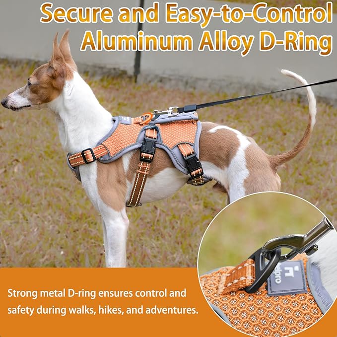 BELPRO Multi-Use Support Dog Harness, Escape Proof No Pull Reflective Adjustable Vest with Durable Handle, Dog Walking Harness for Big/Active Dogs (Orange, XL)