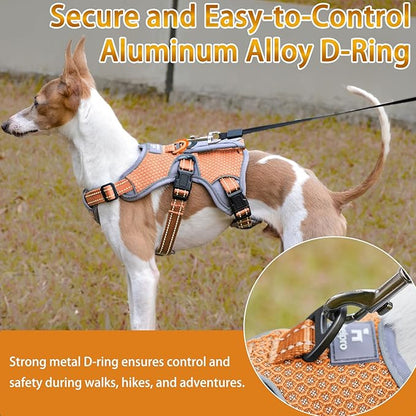 BELPRO Multi-Use Support Dog Harness, Escape Proof No Pull Reflective Adjustable Vest with Durable Handle, Dog Walking Harness for Big/Active Dogs (Orange, L)