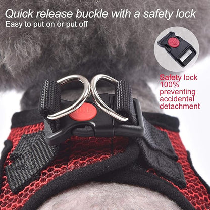 matilor Dog Harness Step-in Breathable Puppy Cat Dog Vest Harnesses for Small Medium Dogs Red