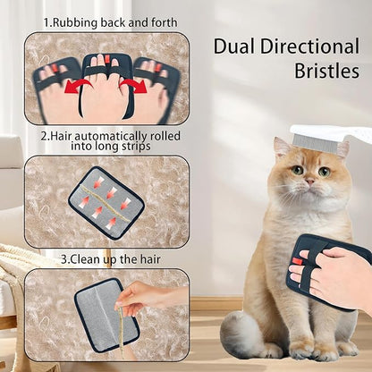 Electrostatic Pet Hair Removal Gloves for Dogs & Cats, Reusable Electrostatic Pet Cat Dog Hair Remover Grooming Gloves Brush Tool for Couch, Furniture, Carpet, Curtain, Car Seat & Pet Grooming Comb