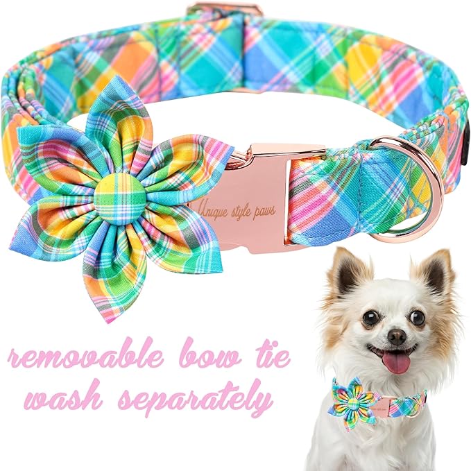Unique style paws Easter Dog Collar with Bow Easter Eggs Chicken Collar with Flower for Small Medium Large Boys Girls Dogs