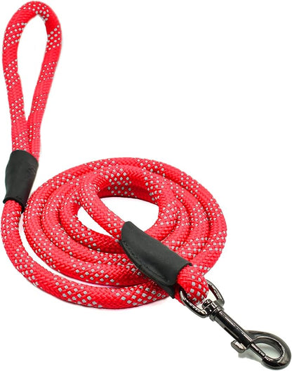 Max and Neo Rope Leash Reflective - 6 FT x 1/2", "RED