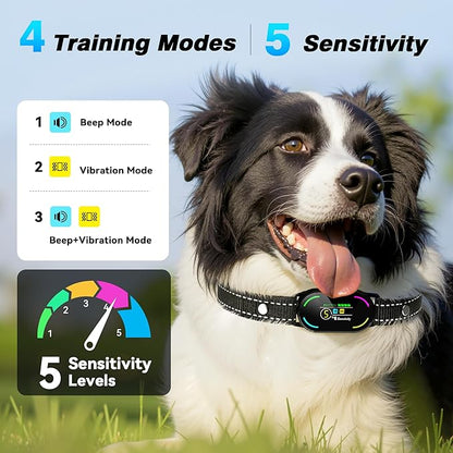 Dog Bark Collar, Rechargeable Smart Collar, with 4 Adjustable Modes Beep Vibration and 5 Adjustable Sensitivities, Bark Collar for Large Medium Small Dogs (Orange+Black)