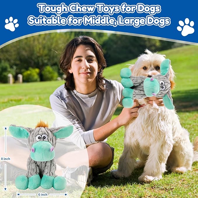 Dog Toys, Interactive Dog Squeaky Toys, Tough Crinkle Stuffed Animal Chew Toy for Small, Medium, Large Breeds, Plush Toy to Keep Them Busy, Pet Toys for Dogs
