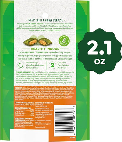 Greenies Feline Smartbites Healthy Indoor Cat Treats, Chicken Flavor, 2.1 oz. Pack