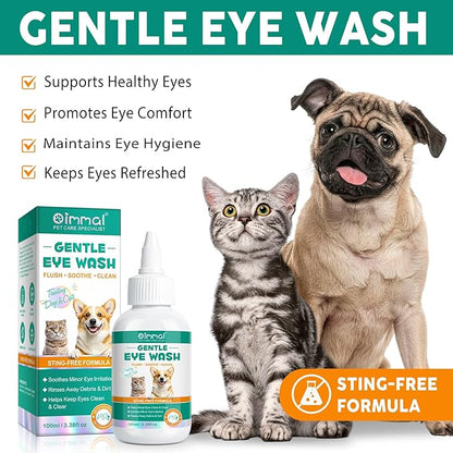 Pet Dog Eye Drops, Eye Drops for Dogs & Cats, Eye Drops and Wash for Pets, Soothes Irritation, Moisturizes Dry Eyes, Safe & Gentle Formula Daily Pet Care 100ml