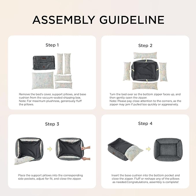 Bedsure ComfyFleece Cute Dog Bed for Small Medium Dogs - Washable Furry Puppy Beds, Rectangle Orthopedic Corduroy Fleece Pet Beds with Removable Zipper Cover, 25x21x7inches, Blush Pink