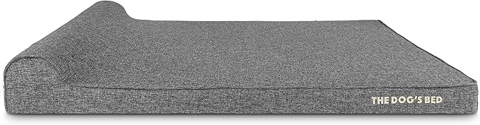 The Dog’s Bed Orthopedic Headrest Dog Bed XXL Grey Linen, Memory Foam, Pain Relief for Arthritis, Hip & Elbow Dysplasia, Post Surgery, Lameness, Waterproof Washable Cover, Veterinary Approved