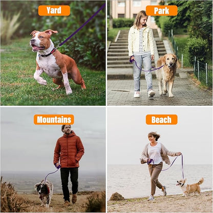 Dog Training Leash - Long Line for Recall & Obedience, Nylon Training Lead with Padded Handle, 15 ft / 20 ft / 30 ft / 50 ft / 100 ft - Long Leash for Dogs Outside, Small/Medium/Large