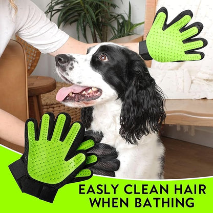 Pet Grooming Gloves – 1 Pair – Deshedding & Bath Massage Mitts for Dogs & Cats – Choose from 5 Colors – Adjustable, Reusable & Easy to Clean (Lime Green)