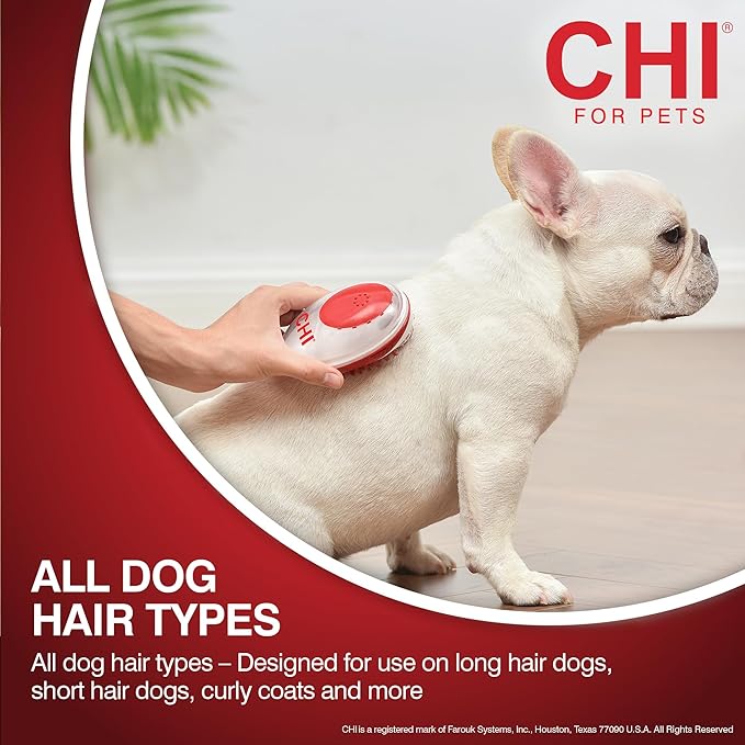 CHI for Dogs Soap Dispensing Palm Brush - Handheld Dog Grooming Tool with Built-In Soap Dispenser - Easy-to-Use Dog Brush for Bathing and Massaging Coats - Gentle on Skin