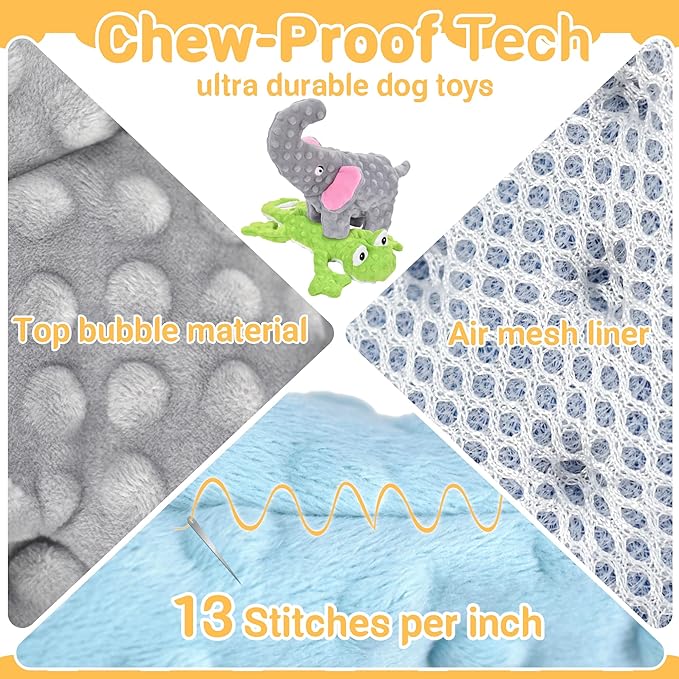 LECHONG No Stuffing Dog Toys for Aggressive Chewers, Squeaky Dog Toys for Large Medium and Small Dogs, Puppy Dog Chew Toys to Keep Them Busy Pack of 5