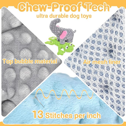 LECHONG No Stuffing Dog Toys for Aggressive Chewers, Squeaky Dog Toys for Large Medium and Small Dogs, Puppy Dog Chew Toys to Keep Them Busy Pack of 5