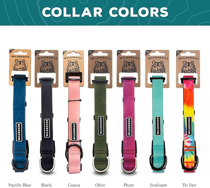 Wilderdog Waterproof Dog Collar - Repels Water & Dirt - Large 17"-24" - Pacific Blue
