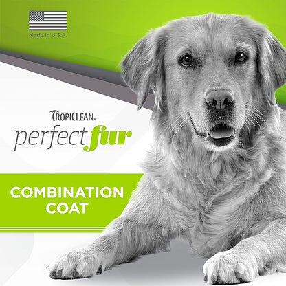 TropiClean Perfect Fur Deodorizing and Deshedding Dog Shampoo for Smelly Dogs, for Breeds with Long and Short Fur, Odor Control, Puppy Safe, 16oz.