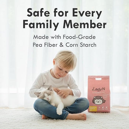 Lady N Pellet Tofu Cat Litter Yosemite Woody Scent, Strong Clumping, Ultra Absorbent, Dust-Free Low Tracking, Water-Soluble, Natural Ingredients, Enviro-Probiotic for Odor Control 9lb