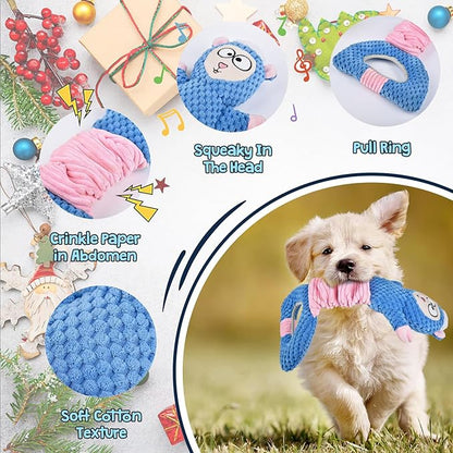 Dog Squeaky Toys, Sheep Crinkle Plush Stuffing Dog Toys for Puppy Teething，Tug of War Dogs Toy to Keep Them Busy for Small, Medium and Large Dogs (Blue)