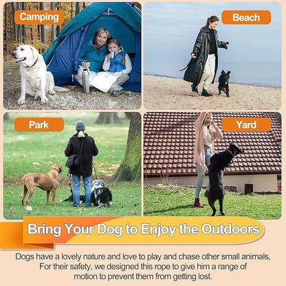 Tie Out Cable for Dogs,10/20/30/50/100FT Dog Leads for Yard Chew Proof,Heavy Duty Tie Out Cable for Large Dogs Up to 125lbs,Dog Runner Tether (Orange, 125Ibs 10ft)