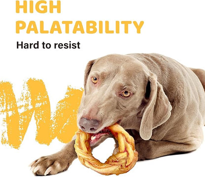iPaw 10 Pcs Value Pack Turkey Tendons for Dogs, 100% Turkey and US Sourced Raw Material, Hypoallergenic, All Natural Human Grade Puppy Chew, Rawhide Alternative Dog Treats, Ring (Small)