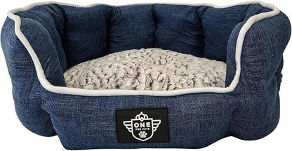 One for Pets Snuggle Pet Bed,Dog Bed, Cat Bed, Removable Washable Octagon Cuddle Bed,Anti Anxiety (Blue, Large (30 Inch))