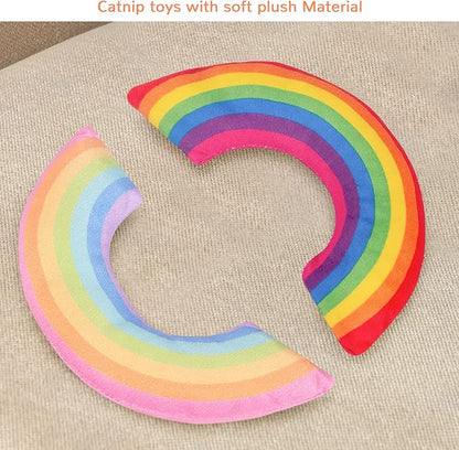 ETEKYER Catnip Toys for Indoor Cats Kitten, Kitty Toys Rainbow Cat Kicker Pillow 2Pcs, Interactive Fun Cat Nip Chew Teeth Cleaning Toys for All Pet Breed