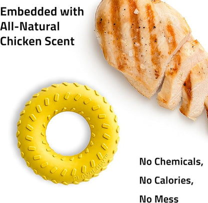 Playology Dog Toys | Dual Layer Ring Durable Chew Toy for Aggressive Chewers | Jumbo Chicken Scented Toy - Easy to Clean and Made from Non Toxic Materials