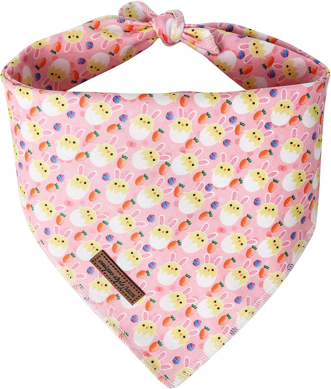 Unique style paws Easter Dog Bandana with Bow Easter Eggs Chicken Dog Bandanas for Small Medium Large Boys Girls Dogs