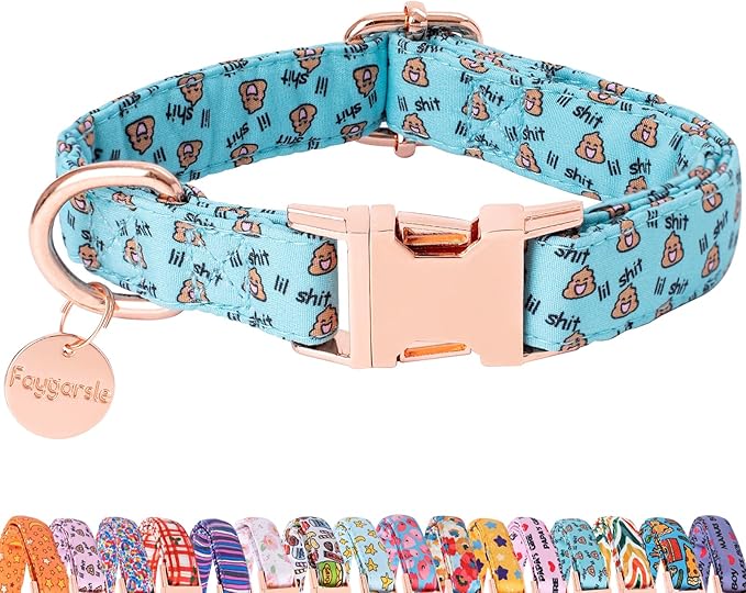 Faygarsle Blue Dog Collar for Small Medium Large Dogs Cute Puppy Collars for Female Dogs Funny Dog Collars for Summer Spring Wedding Necklace Girl Dog Collar L