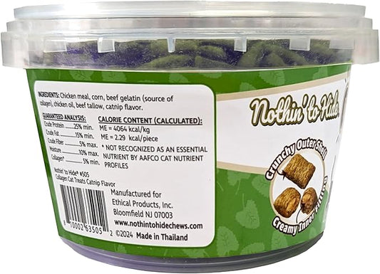 Fieldcrest Farms Nothin’ to Hide Collagen Cat Treats – Crunchy & Creamy Cat Snacks, High-Protein Healthy Treats for Skin, Coat & Joint Support, Catnip Flavor, 8 oz. Resealable Tub