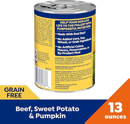 Nature’s Recipe Grain Free Wet Dog Food Beef, Sweet Potato, and Pumpkin Recipe, 13 oz. Can (Pack of 12)