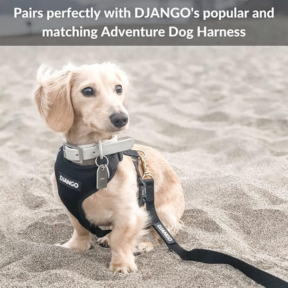 DJANGO Adventure Dog Leash – Strong, Comfortable, and Stylish Dog Leash with Solid Brass Hardware and Padded Handle - Designed for Outdoor Adventures and Everyday Use (Black)