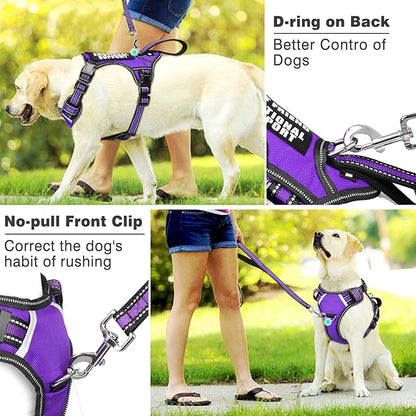WINSEE Service Dog Vest No Pull Dog Harness with 7 Dog Patches, Reflective Pet Harness with Durable Soft Padded Handle for Puppies, Small, Medium, Large, and Extra-Large Dogs