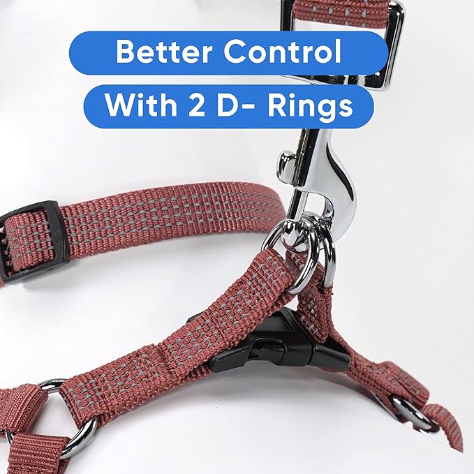 Pawtitas Reflective Step-in Dog Harness – Adjustable No-Pull Vest for Puppies to Seniors, Safe & Comfortable, XS Marsala