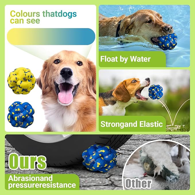 Moonorange Upgrade Dog Balls Interactive Toys for Aggressive Chewers, Indestructible Tennis Durable Bouncy for Fetch Game, Lightweight Floating, Blue