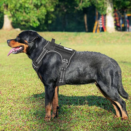Beebiepet Heavy Duty Tactical Dog Harness for Large Dogs, No Pull Adjustable Pet Harness Reflective Service Training Easy Control Pet Vest Military K9 Working Dog Harnesses- Large, Black