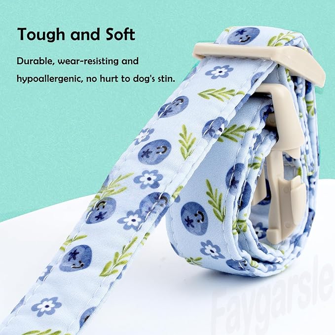 Faygarsle Blueberry Pattern Dog Collar for for Summer Small Medium Large Dogs Light Blue L