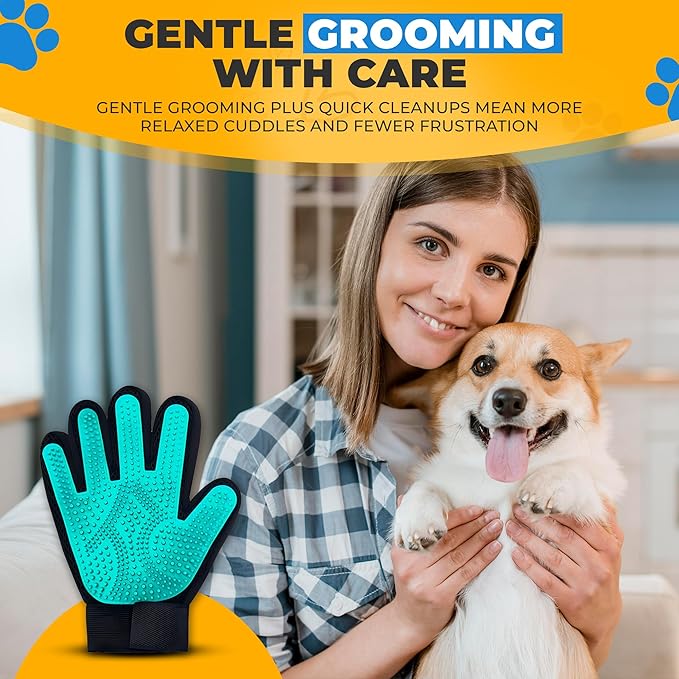 Pet Hair Removal Glove for Dogs & Cats – Dog Grooming Gloves for Shedding, Pet Hair Remover Glove – Pet Grooming Gloves, Cat Grooming Gloves & Cat Brush Glove – Dog Bath and Washing Gloves