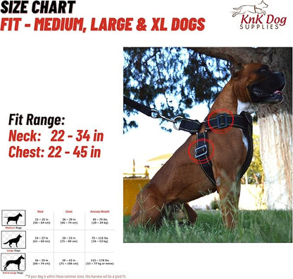 KNK, Heavy Duty Dog Harness for Pitbulls, Bullies & Large Breeds – No Pull, Ultra Durable, Soft Padded Chest, Metal Leash Attachment