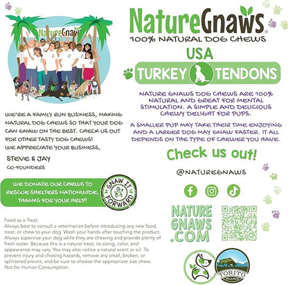 Nature Gnaws USA Turkey Tendons for Dogs (8oz) - Delicious Grain Free Reward Snack for Small, Medium & Large Breeds - Premium Natural Dog Chew Treats