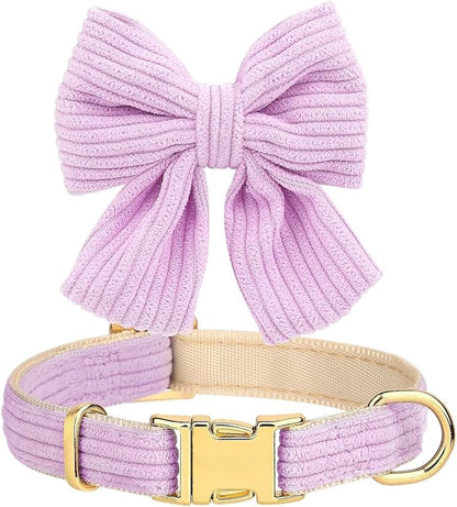 Didog Cute Small Dog Harness Collar and Leash Set with Bowtie, Breathable Soft Mesh Padded Puppy Harness, Dog Harness for Small Dogs Daily Walks Parties, Holiday Gatherings & Gifts, Purple, S