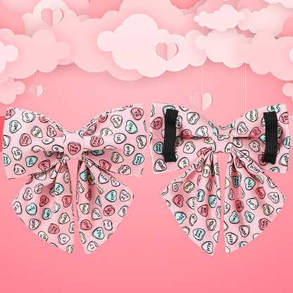 Valentine’s Dog Collar with Bow Tie, Pink Heart Bowtie Collar with Metal Buckle, Valentine’s Gift Pet Collar for Puppy Girl Boy Dog or Cat, Wedding Dog Collar, M
