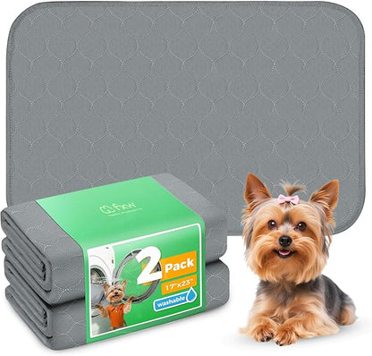 FXW Washable Pee Pads for Dogs, Puppy Pads with Super Absorbent, Specifically Designed for 24inch Cages, 17" x 23" Rectangle, Gray, 2 Packs
