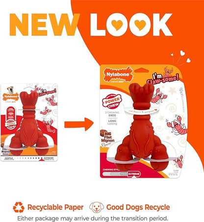 Nylabone Lobster Power Chew Toy for Dogs, Dog Toys for Aggressive Chewers, Filet Mignon Flavor, X-Large Dogs - 50+ lbs, 1 Count